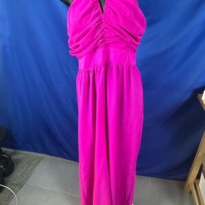 Flying Tomato Pink Ruched Halter Jumpsuit